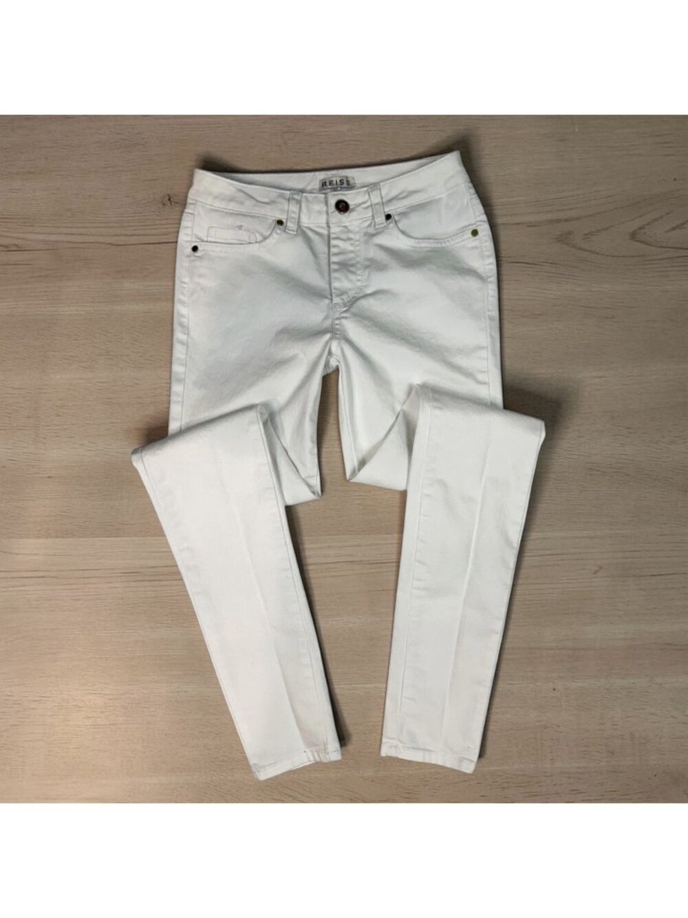 REISS Skinny Jeans Size 2 US 6 UK 34 EU Jagger White Denim Low Mid Rise Waist